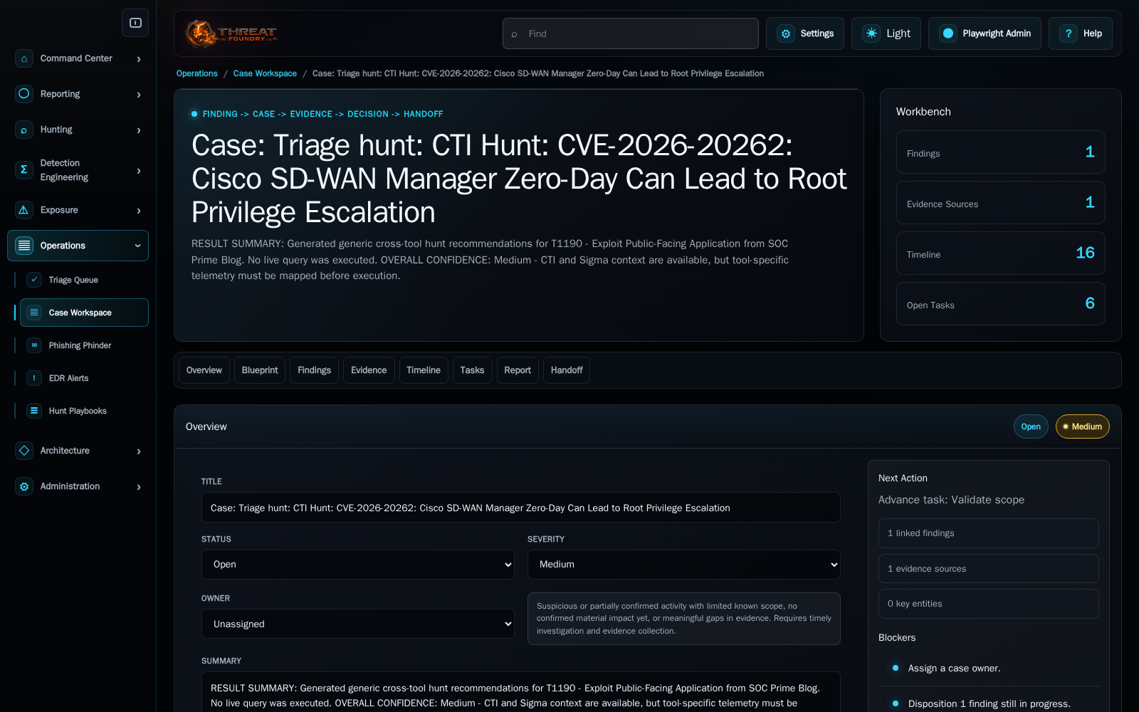 Case Workspace product view