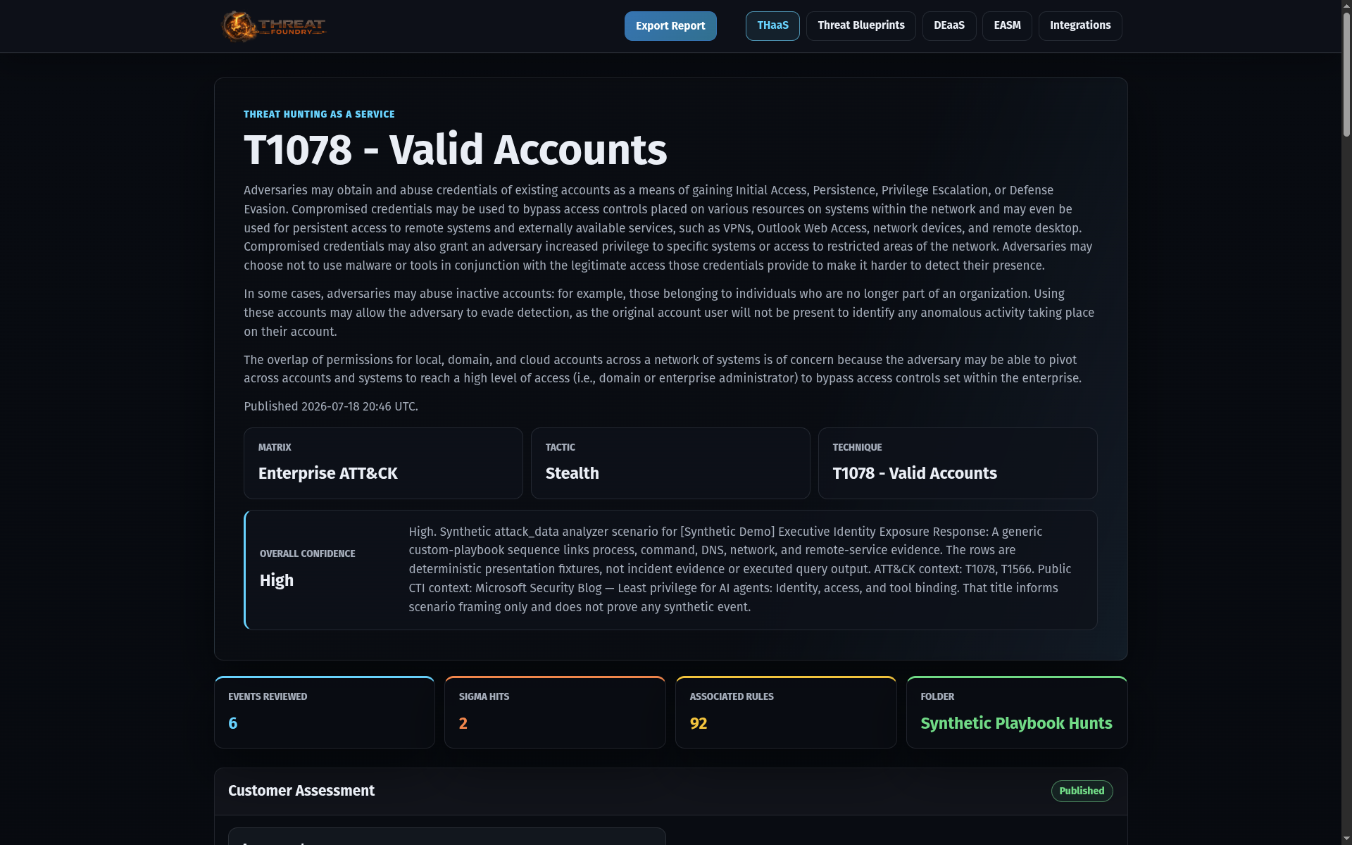 Published Hunt Overview product view
