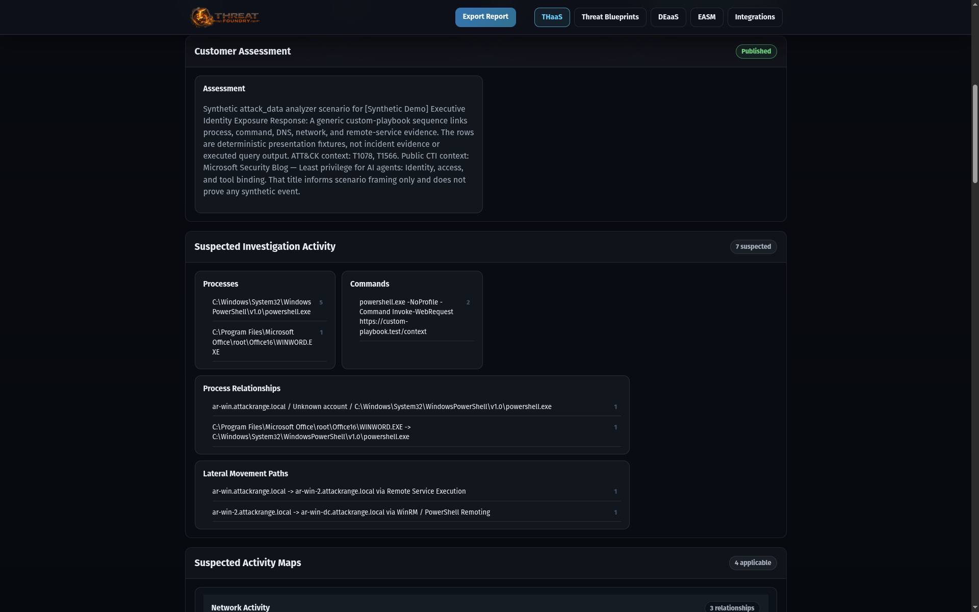 Assessment and Investigation Findings product view
